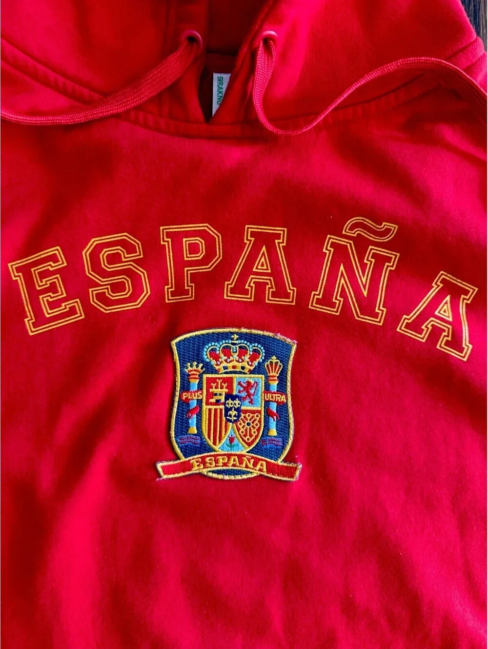 Spain España Soccer Hoodie Men’s L Red Embroidered Crest Pullover Futbol